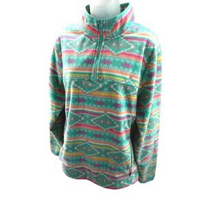Chubbies Womens Fleece Quarter Zip Pullover Aztec Print Slim Fit Large NEW